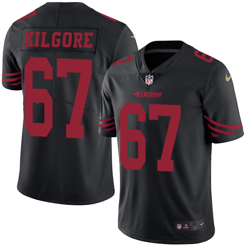 Men's Elite Daniel Kilgore Nike Jersey Black - #67 Rush NFL San Francisco 49ers